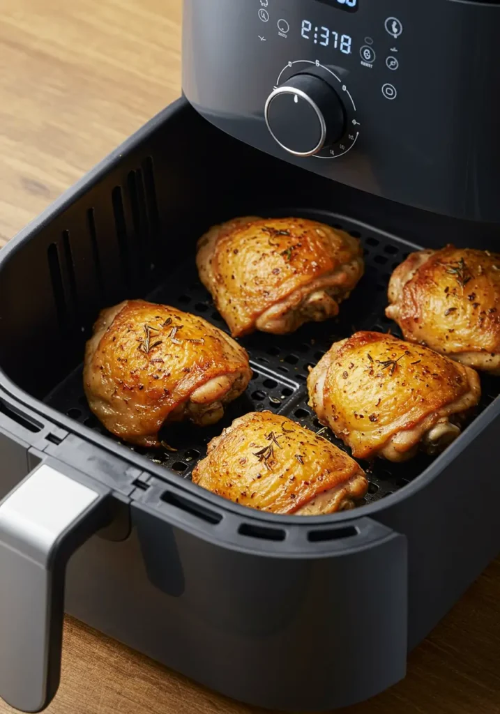 Hähnchenschenkel in der Heißluftfritteuse zubereiten – saftig und knusprig in wenigen Minuten